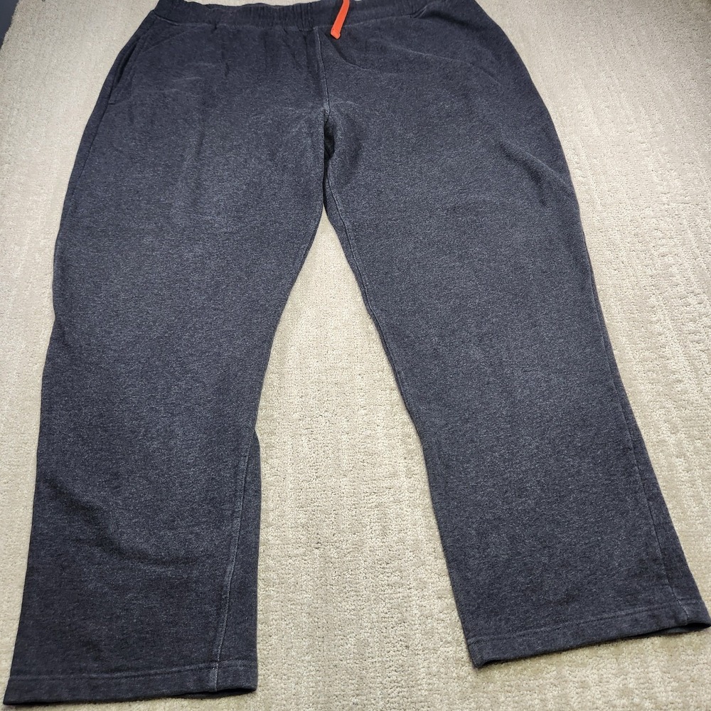 Orvis Sweatpants Men XXL Heavy Cotton Fleece Gray Straight Leg Elastic Waist